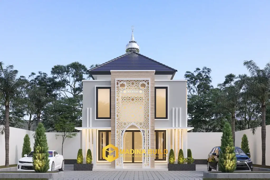 desain masjid modern dengan pencahayaan alami pada ruang ibadah