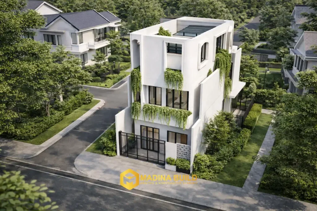 Desain 3D eksterior rumah gaya modern scandinavian - Jasa Kontraktor Rumah di Bekasi