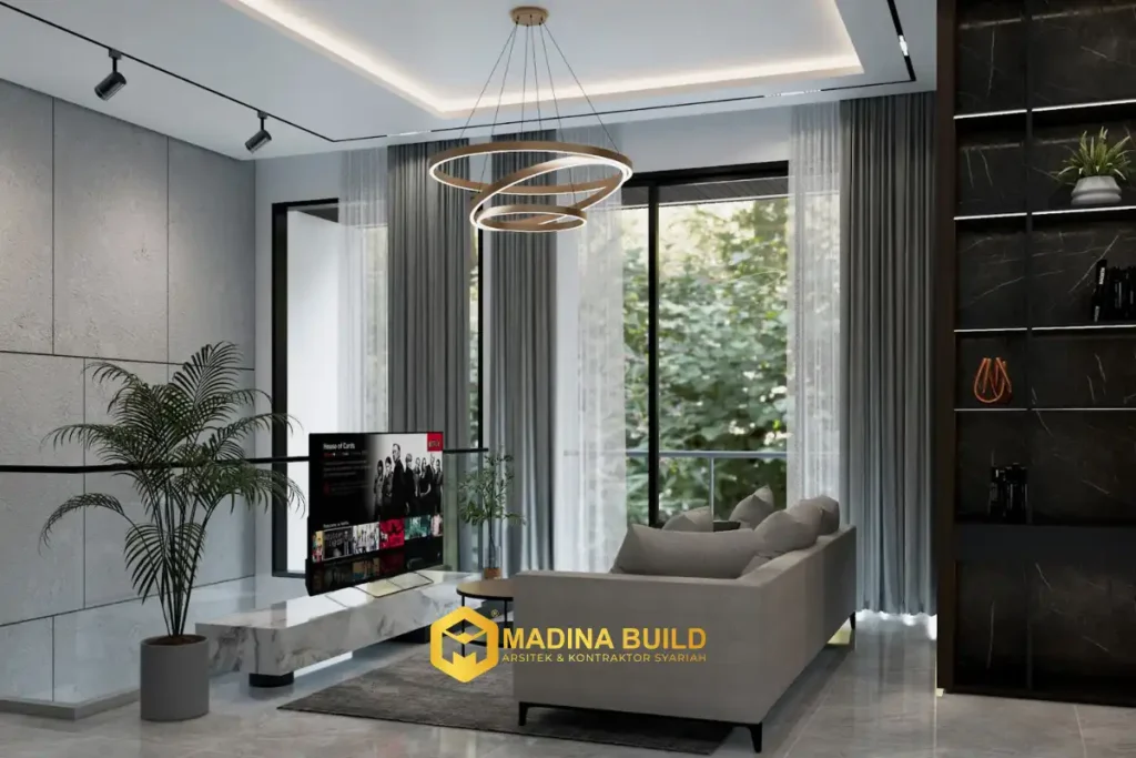 Desain 3D interior ruang keluarga - Jasa Desain Interior di Surabaya
