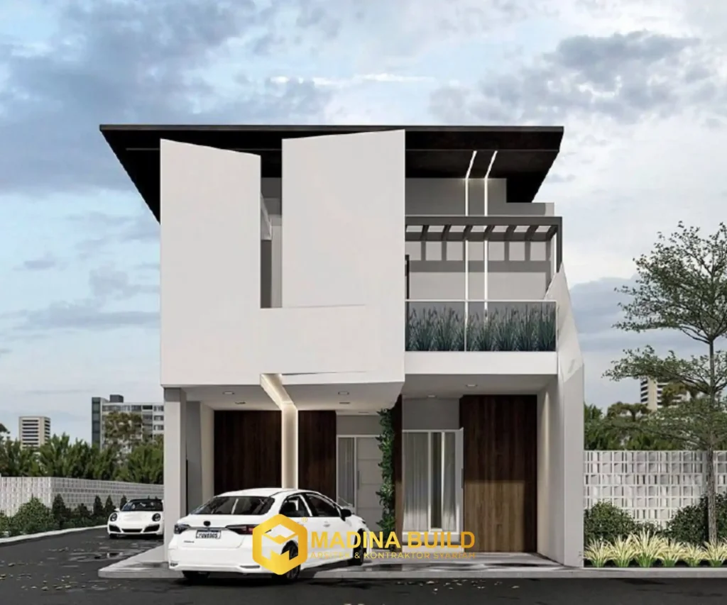 Desain 3D eksterior rumah gaya modern futuristik - Jasa Kontraktor Rumah di Samarinda