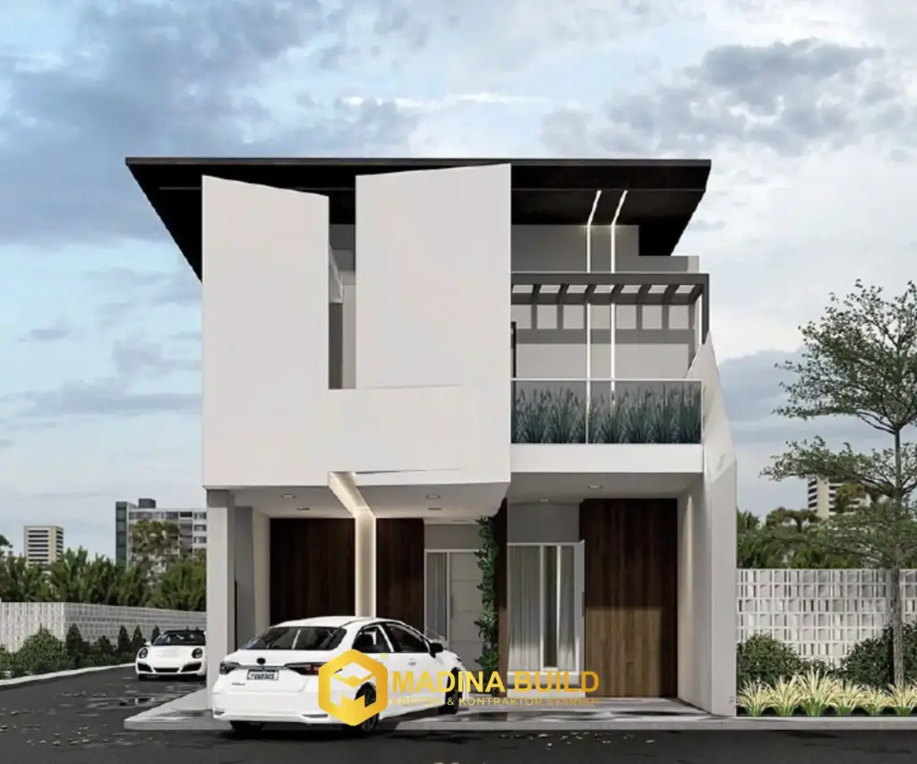 Desain 3D eksterior rumah gaya modern futuristik - Jasa Kontraktor Rumah di Pidie