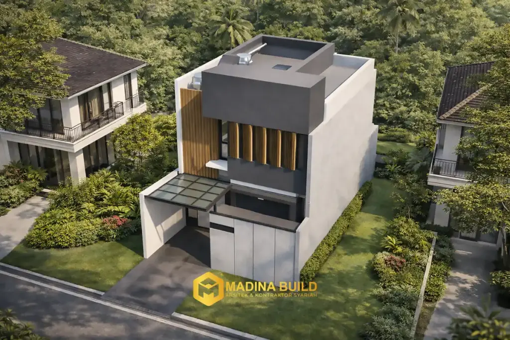 Desain 3D eksterior rumah gaya modern minimalis - Jasa Arsitek Rumah di Pinrang