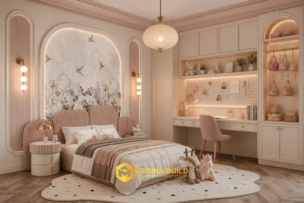 Lemari dan rak custom kamar anak rapi dan fungsional - Jasa Furniture Custom di Sidoarjo