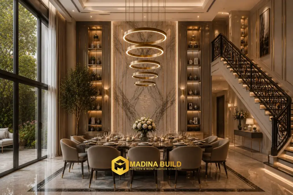 Lemari custom built-in ruang makan elegan - Jasa Furniture Custom di Sidoarjo